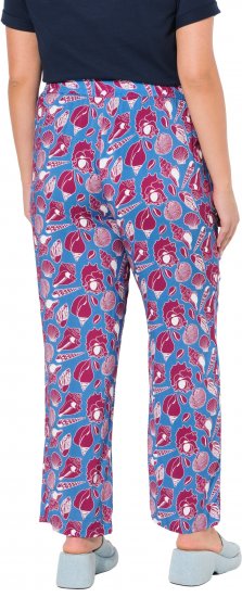 Ulla Popken Seashell Print Elastic Waist Pants Blue - Jeans & Broeken in Grote Maten – Plus Size - 