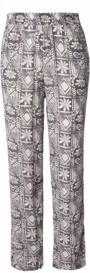 Ulla Popken Mosaic Print Elastic Waist Pants Black - Jeans & Broeken in Grote Maten – Plus Size - 