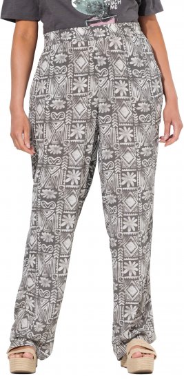 Ulla Popken Mosaic Print Elastic Waist Pants Black - Jeans & Broeken in Grote Maten – Plus Size - 