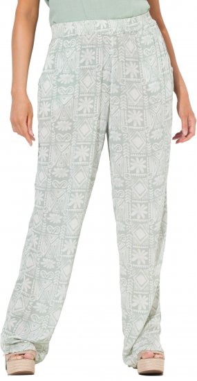 Ulla Popken Animal Print Elastic Waist Pants White - Jeans & Broeken in Grote Maten – Plus Size - 