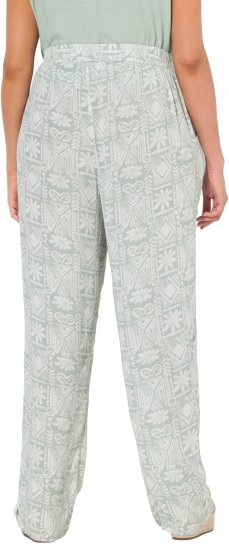 Ulla Popken Animal Print Elastic Waist Pants White - Jeans & Broeken in Grote Maten – Plus Size - 