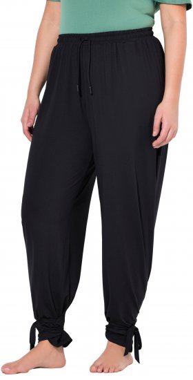 Ulla Popken Quick Drying Split Leg Elastic Waist Joggers Black - Jeans & Broeken in Grote Maten – Plus Size - 