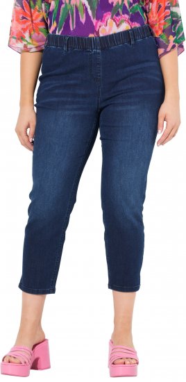 Ulla Popken Cropped Denim Look Stretch Fit Leggings Denim Blue - Jeans & Broeken in Grote Maten – Plus Size - 