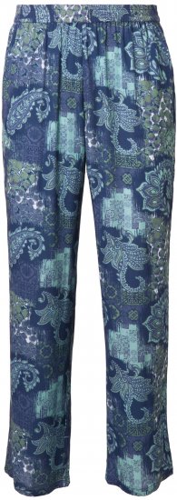 Ulla Popken Patchwork Paisley Elastic Waist Pants Blue - Jeans & Broeken in Grote Maten – Plus Size - 