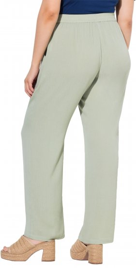 Ulla Popken Elastic Waist Crepe Pants Light Moss Green - Jeans & Broeken in Grote Maten – Plus Size - 