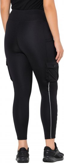 Ulla Popken Cargo Pocket Fleece Lined Sports Leggings Black - Jeans & Broeken in Grote Maten – Plus Size - 