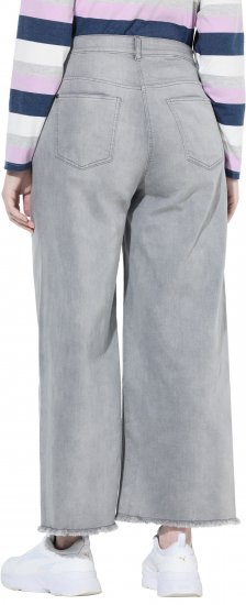 Ulla Popken Embroidered Wide Leg Fringed Hem Jeans Grey - Jeans & Broeken in Grote Maten – Plus Size - 