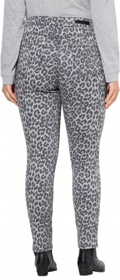 Ulla Popken Slim Leg Leopard Print Stretch Fit Jeans Bright Grey - Jeans & Broeken in Grote Maten – Plus Size - 