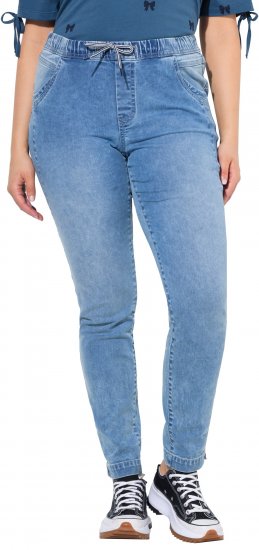 Ulla Popken Drawstring Jeggings Blue Denim - Jeans & Broeken in Grote Maten – Plus Size - 