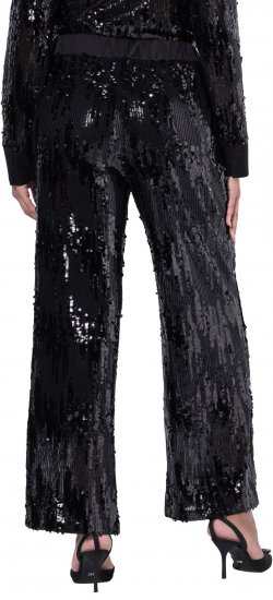 Ulla Popken Sequined Elastic Waist Pants Black - Jeans & Broeken in Grote Maten – Plus Size - 