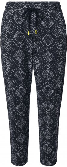 Ulla Popken Snake Print Elastic Waist Joggers Black - Jeans & Broeken in Grote Maten – Plus Size - 