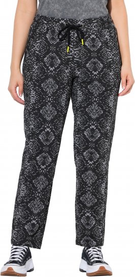 Ulla Popken Snake Print Elastic Waist Joggers Black - Jeans & Broeken in Grote Maten – Plus Size - 