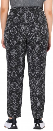 Ulla Popken Snake Print Elastic Waist Joggers Black - Jeans & Broeken in Grote Maten – Plus Size - 