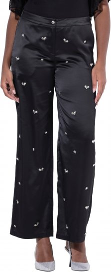 Ulla Popken Rhinestone Detail Comfort Waist Pants Black - Jeans & Broeken in Grote Maten – Plus Size - 
