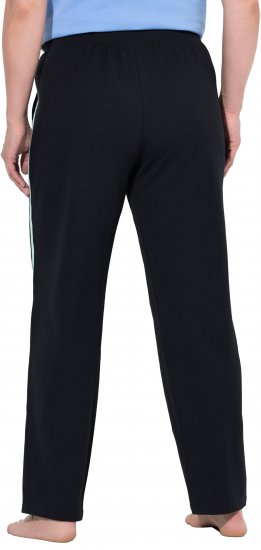 Ulla Popken Side Stripe Elastic Waist Joggers Black - Jeans & Broeken in Grote Maten – Plus Size - 