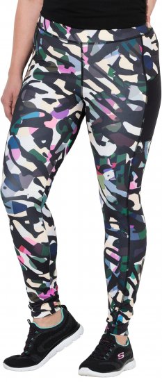 Ulla Popken Quick Drying Botanical Print Sport Leggings Black - Jeans & Broeken in Grote Maten – Plus Size - 