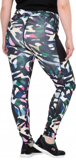 Ulla Popken Quick Drying Botanical Print Sport Leggings Black - Jeans & Broeken in Grote Maten – Plus Size - 