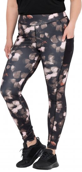 Ulla Popken Abstract Print Quick Dry Sports Leggings Black - Jeans & Broeken in Grote Maten – Plus Size - 