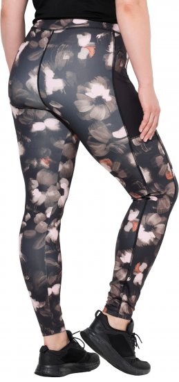 Ulla Popken Abstract Print Quick Dry Sports Leggings Black - Jeans & Broeken in Grote Maten – Plus Size - 