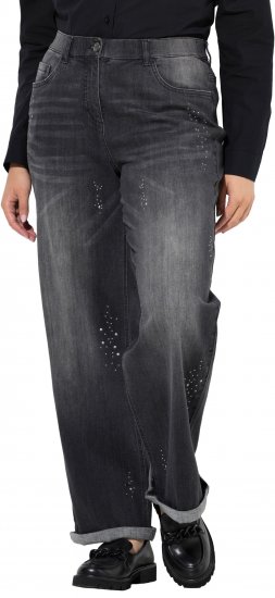 Ulla Popken Rivet Studded Stretch Fit Jeans Black - Jeans & Broeken in Grote Maten – Plus Size - 