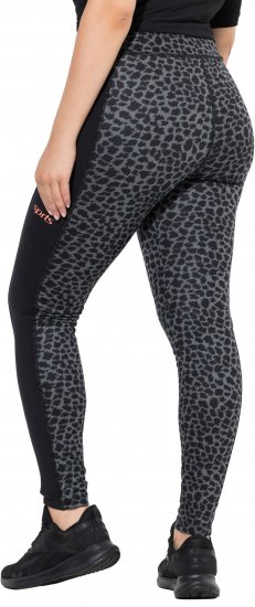 Ulla Popken Quick Drying Leopard Print Sport Leggings Black - Jeans & Broeken in Grote Maten – Plus Size - 