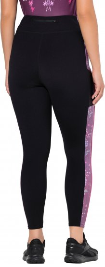 Ulla Popken Quick Drying Botanical Print Sport Leggings Black - Jeans & Broeken in Grote Maten – Plus Size - 