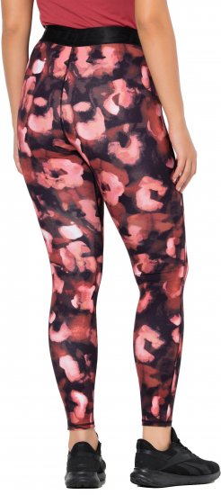 Ulla Popken Abstract Flower Print Performance Leggings Red - Jeans & Broeken in Grote Maten – Plus Size - 