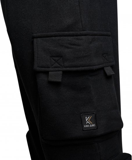 Kam Jeans 244 Raw Denim Cargo PKT Jog Pants Black - Jeans & broeken - Jeans & Broeken Grote Maten Heren
