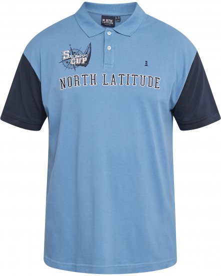 North Latitude 61131 Piqué Poloshirt met Contrasterende Mouwen en Borduursel Blauw - Polo shirts - Grote Maten Poloshirts Heren