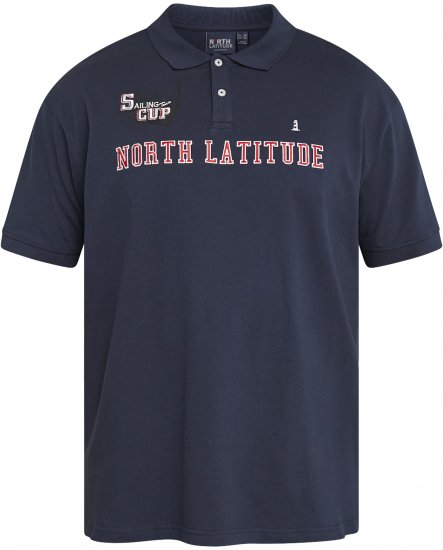 North Latitude 61131 Piqué Poloshirt met Contrasterende Mouwen en Borduursel Marineblauw - Polo shirts - Grote Maten Poloshirts Heren