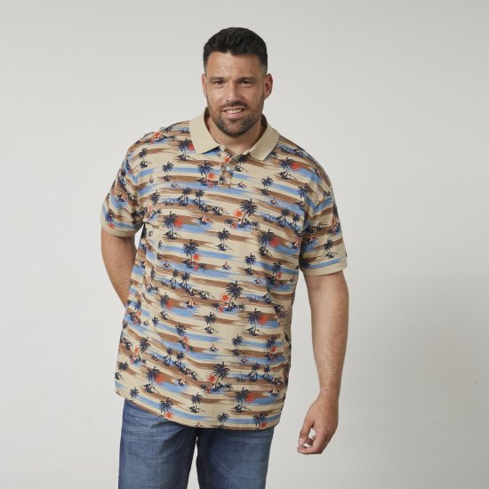 North Latitude 61133 Piqué Poloshirt met All-Over Print Zand - Polo shirts - Grote Maten Poloshirts Heren