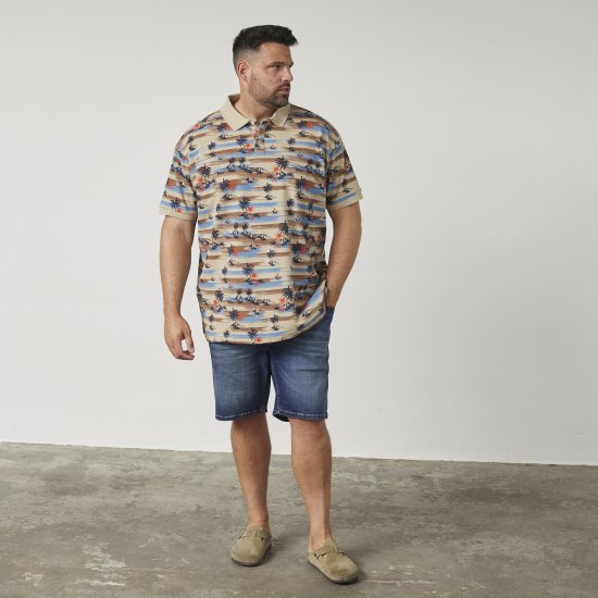 North Latitude 61133 Piqué Poloshirt met All-Over Print Zand - Polo shirts - Grote Maten Poloshirts Heren