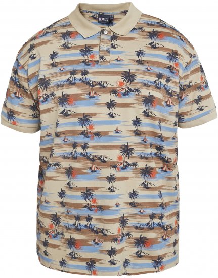 North Latitude 61133 Piqué Poloshirt met All-Over Print Zand - Polo shirts - Grote Maten Poloshirts Heren