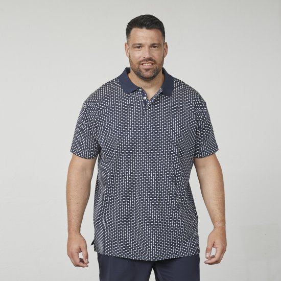 North Latitude 61134 Jersey Poloshirt met All-Over Print Marineblauw - Polo shirts - Grote Maten Poloshirts Heren