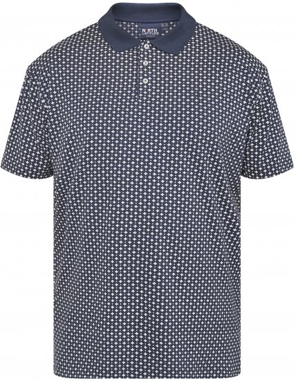 North Latitude 61134 Jersey Poloshirt met All-Over Print Marineblauw - Polo shirts - Grote Maten Poloshirts Heren