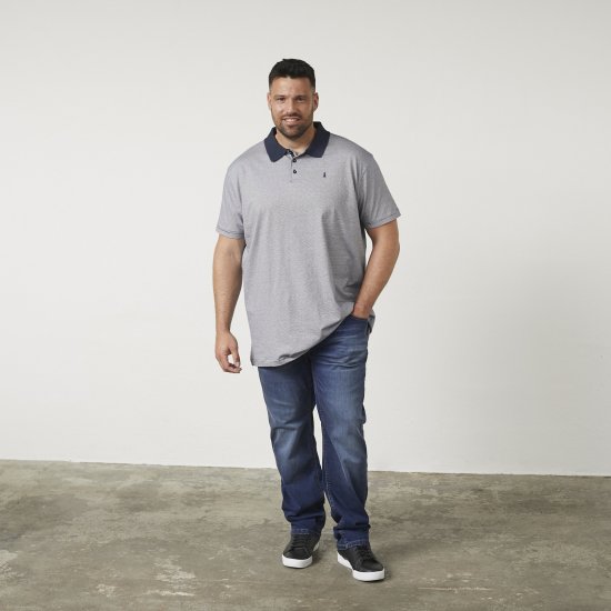 North Latitude 61136 Gestreept Garen-Geverfd Poloshirt Marineblauw - Polo shirts - Grote Maten Poloshirts Heren