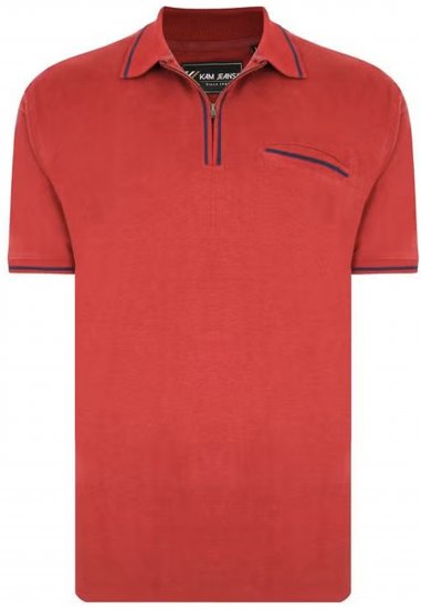 Kam Jeans 5449 Short Sleeve with Zipper Polo Shirt Red - Polo shirts - Grote Maten Poloshirts Heren