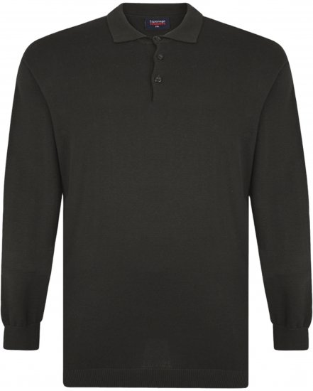 Espionage KW058 Knit Polo Jumper Black - Polo shirts - Grote Maten Poloshirts Heren