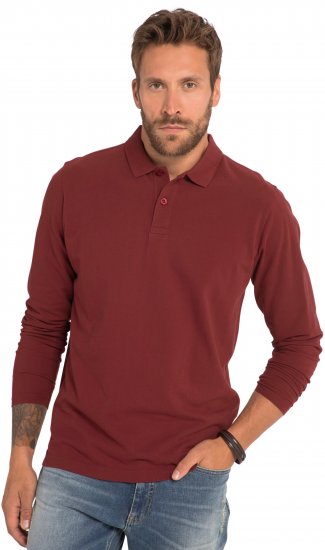 JP1880 Polo Shirt Long Sleeve Piqué Red - Polo shirts - Grote Maten Poloshirts Heren