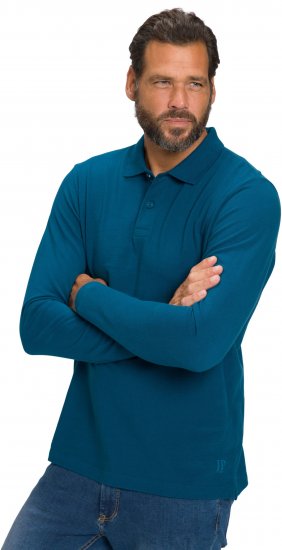 JP1880 Polo Shirt Long Sleeve Pique Blue - Polo shirts - Grote Maten Poloshirts Heren