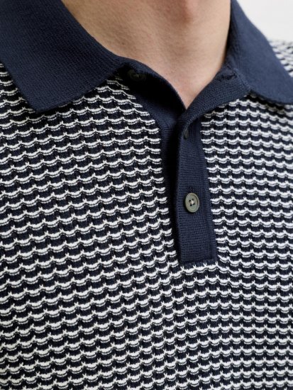Jack & Jones Blukingsley Knitted Short Sleeve Polo Navy - Overhemden - Overhemden Grote Maten Heren
