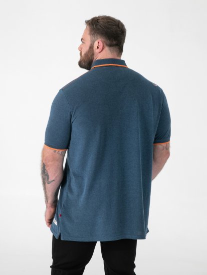 D555 Harvey Pique with Jacquard Collar & Cuffs Polo Teal - Polo shirts - Grote Maten Poloshirts Heren