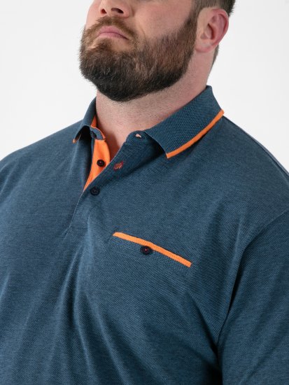 D555 Harvey Pique with Jacquard Collar & Cuffs Polo Teal - Polo shirts - Grote Maten Poloshirts Heren