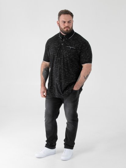 D555 Murphy Jacquard Collar And Cuff With Chest Pocket Polo Black - Polo shirts - Grote Maten Poloshirts Heren