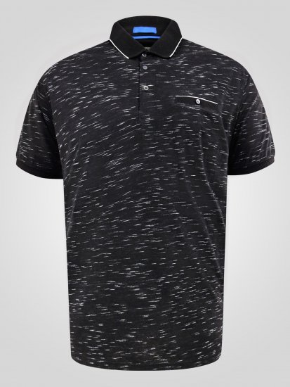 D555 Murphy Jacquard Collar And Cuff With Chest Pocket Polo Black - Polo shirts - Grote Maten Poloshirts Heren