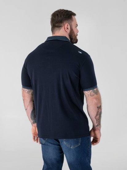 D555 Barret Interlock Jacquard Collar & Cuffs Polo Navy - Polo shirts - Grote Maten Poloshirts Heren