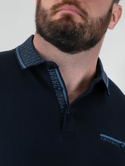 D555 Barret Interlock Jacquard Collar & Cuffs Polo Navy - Polo shirts - Grote Maten Poloshirts Heren