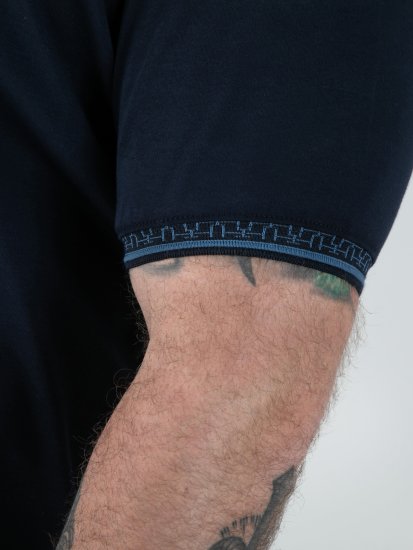 D555 Barret Interlock Jacquard Collar & Cuffs Polo Navy - Polo shirts - Grote Maten Poloshirts Heren