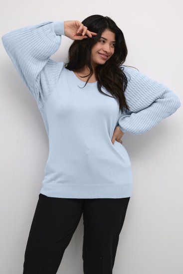 Kaffe Curve Lini Knit Trui Celestial Blue - Sweaters & hoodies - 