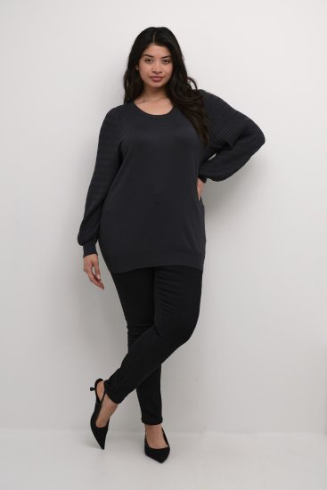Kaffe Curve Lini Knit Trui Zwart Oyster - Sweaters & hoodies - 